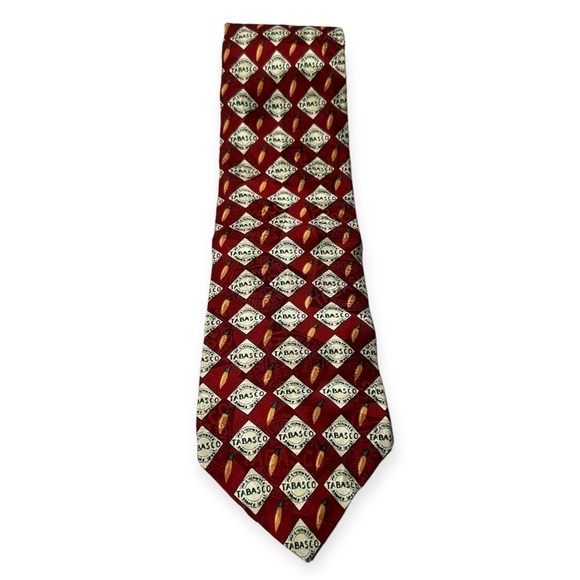 Tabasco Men’s Hot Pepper Themed 100% Silk Tie - Picture 1 of 5